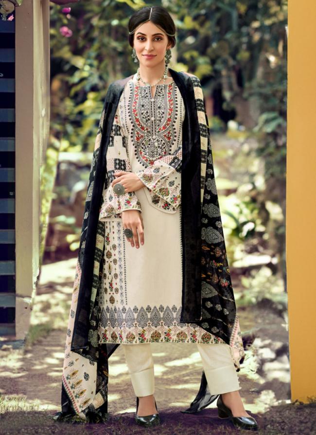 Pure Lawn White Casual Wear Printed Salwar Suit